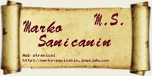 Marko Saničanin vizit kartica